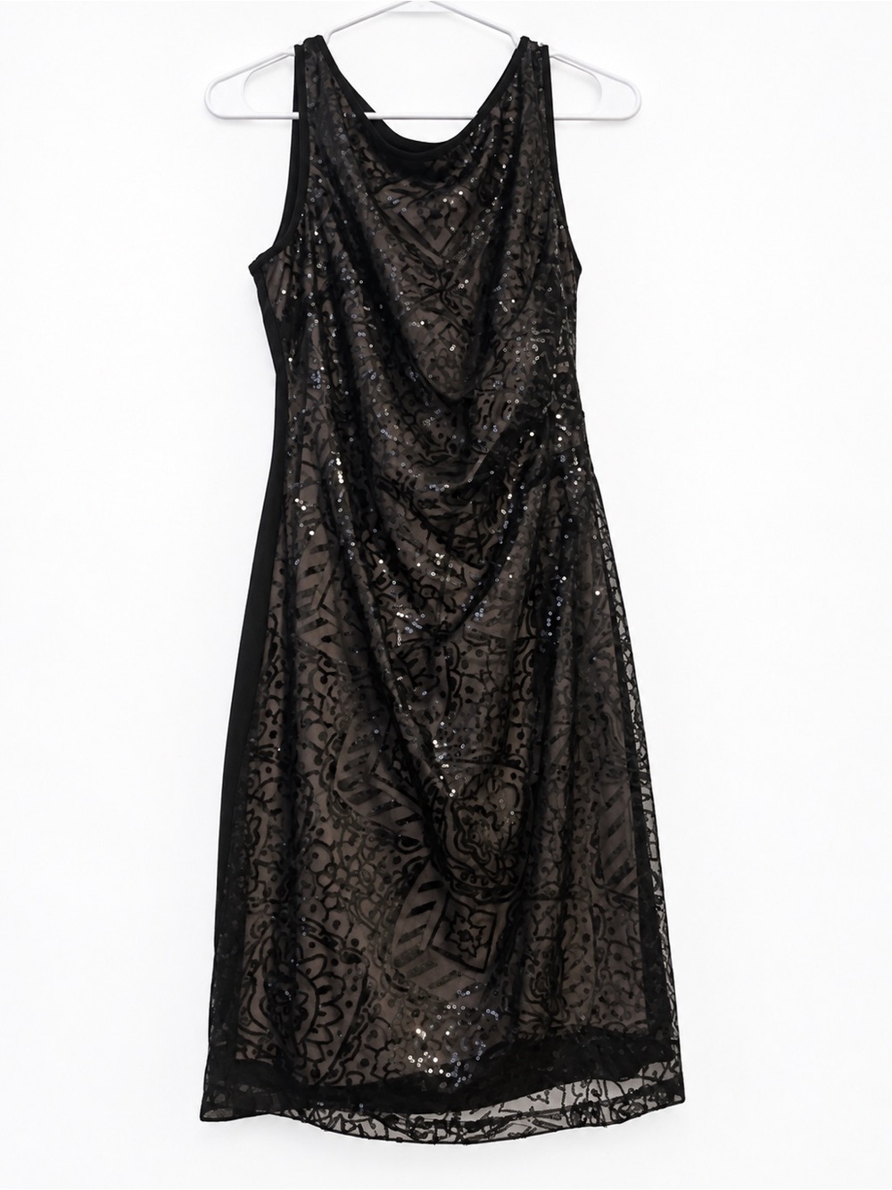 Nine West Black Sequin Overlay Maxi Dress